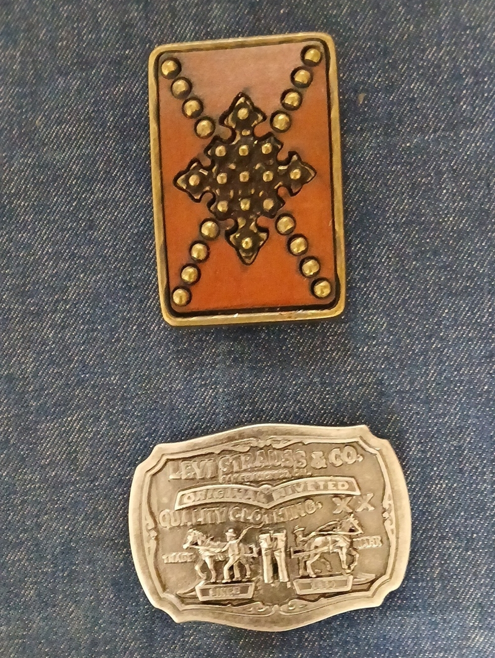 Levi's Silver Buckle and Orange and Brass Buckle